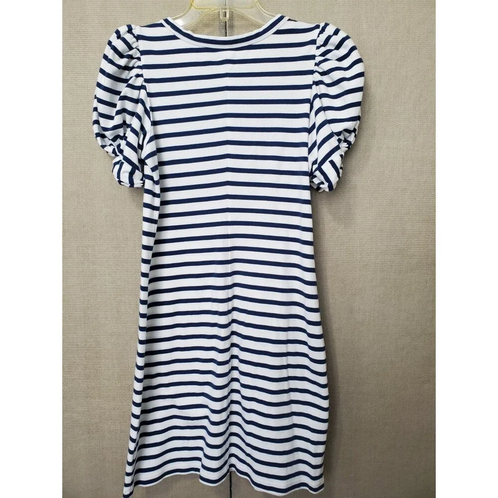 Lilly Pulitzer High Tide Navy Perfect Stripe Puff Sleeve Anabella Shirt Dress S - Picture 4 of 7